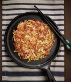 런천 미트와 소시지로 맛낸 김치감자전